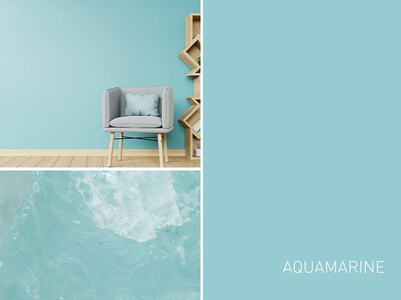 Collage of rooms painted Aquamarine