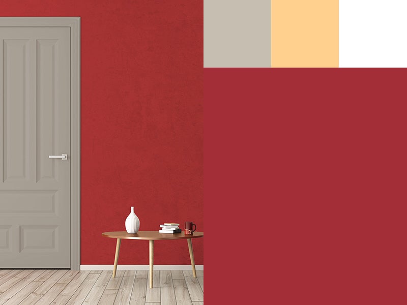 Garnet painted room, with color swatch