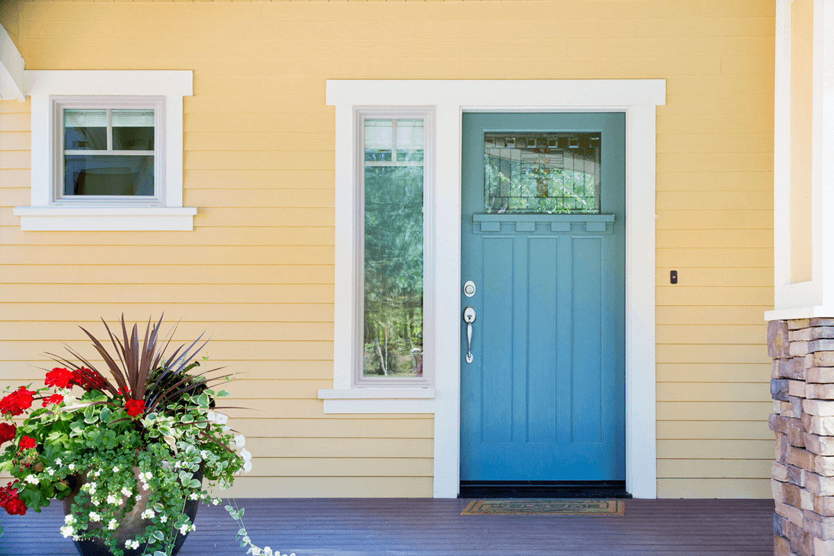 Yellow House with Blue Door 