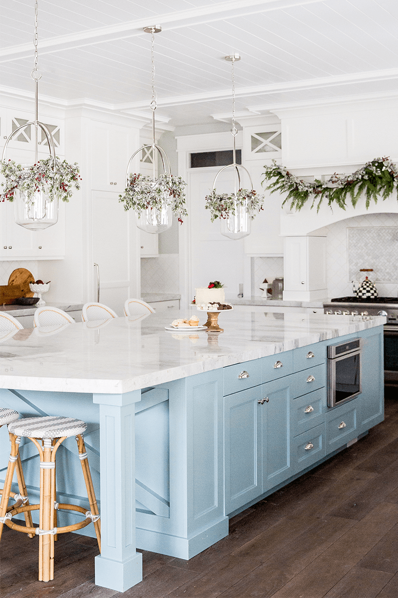 Light Blue Kitchen Island 