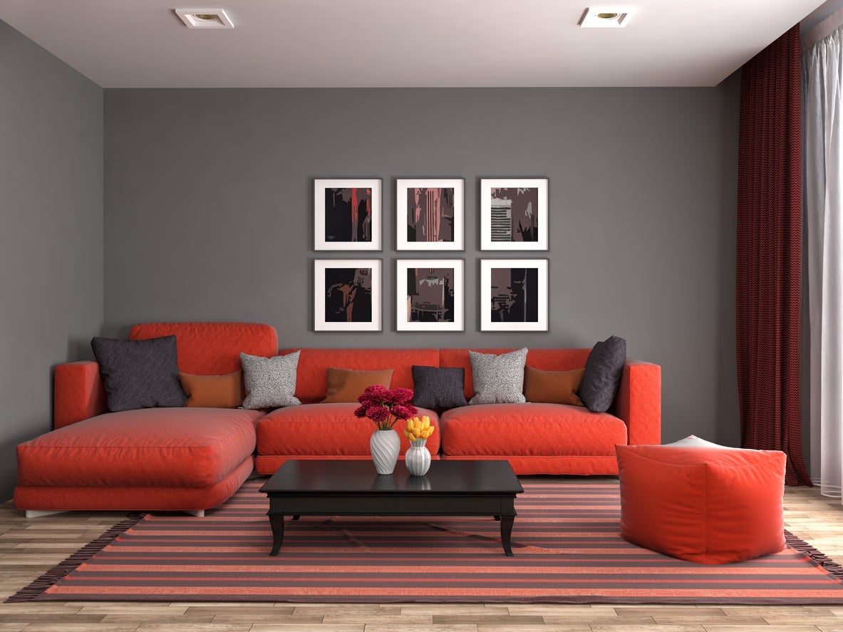 Red Sofa in Living Room