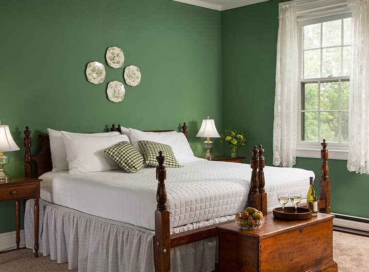 Bedroom with green walls