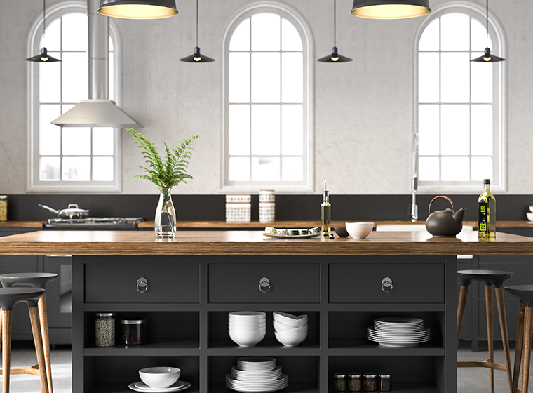 Dark cabinets