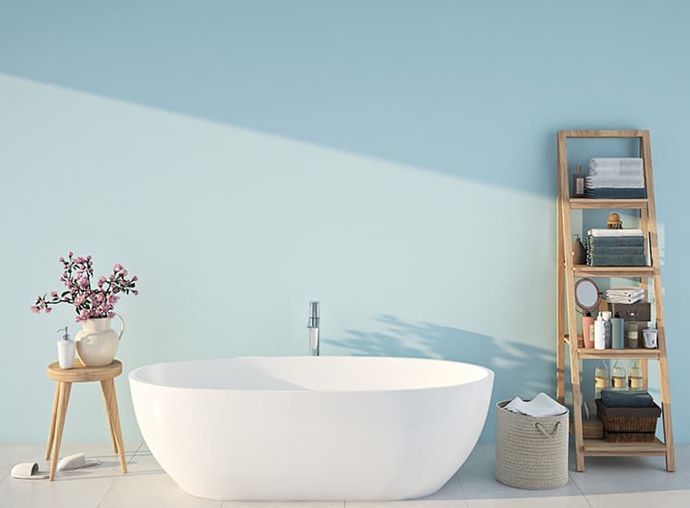 Small blue bathroom