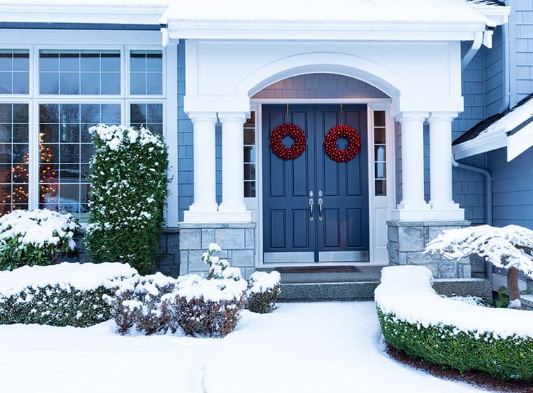 Holiday Wreath on Front Door