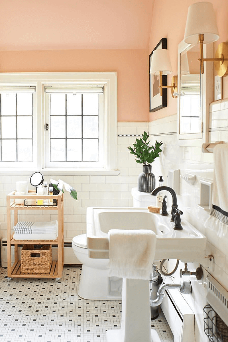 Peach Colored Powder Room